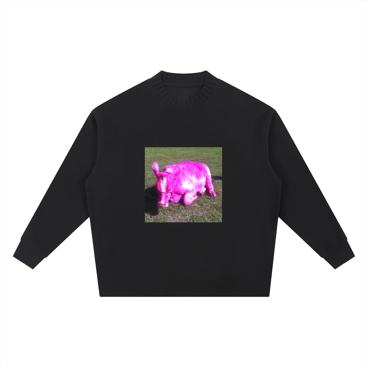 Knitted Round Neck Oversize Sweatshirt (Pink Shirt)