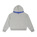 Contrast Plaid Boxy Zip Hoodie (Pink cow)