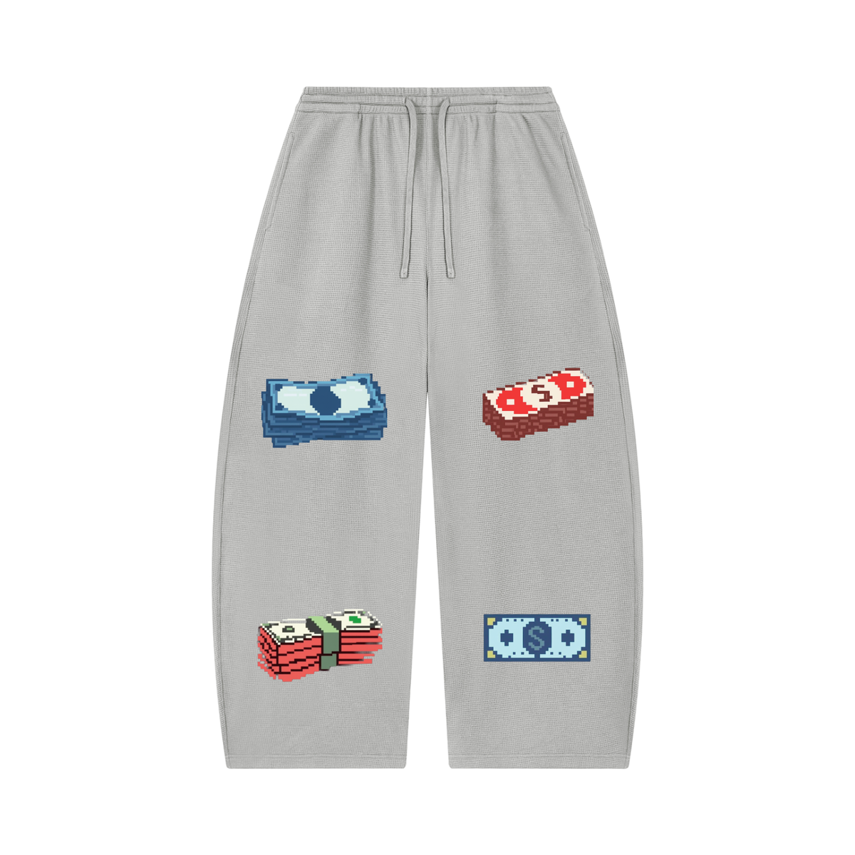 Unisex Waffle Barrel Leg Pants (Money walk)