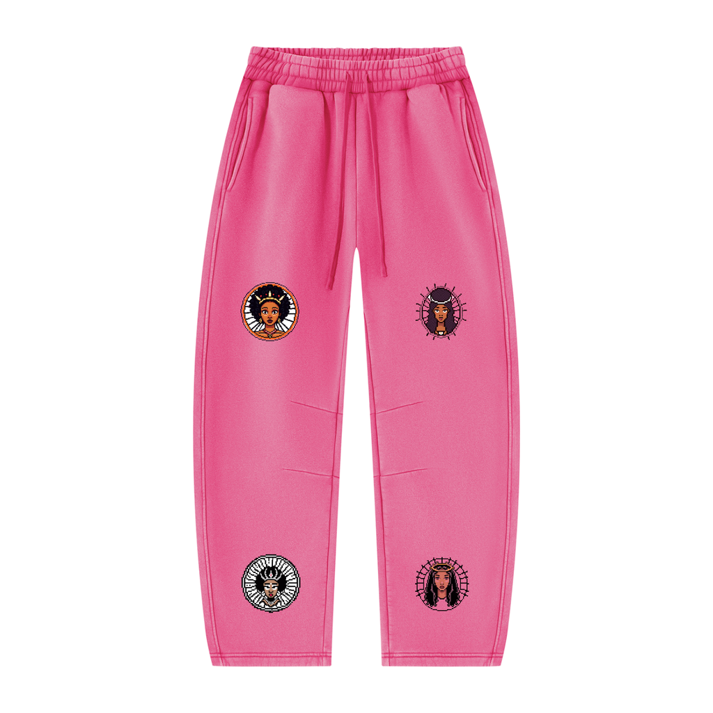 Unisex Vintage Wash Barrel Leg Fleece Sweatpants (HAITIAN)