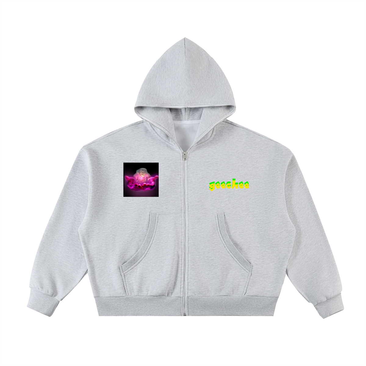 Fleeced Full-Zip Boxy Hoodie (Geechee flag)