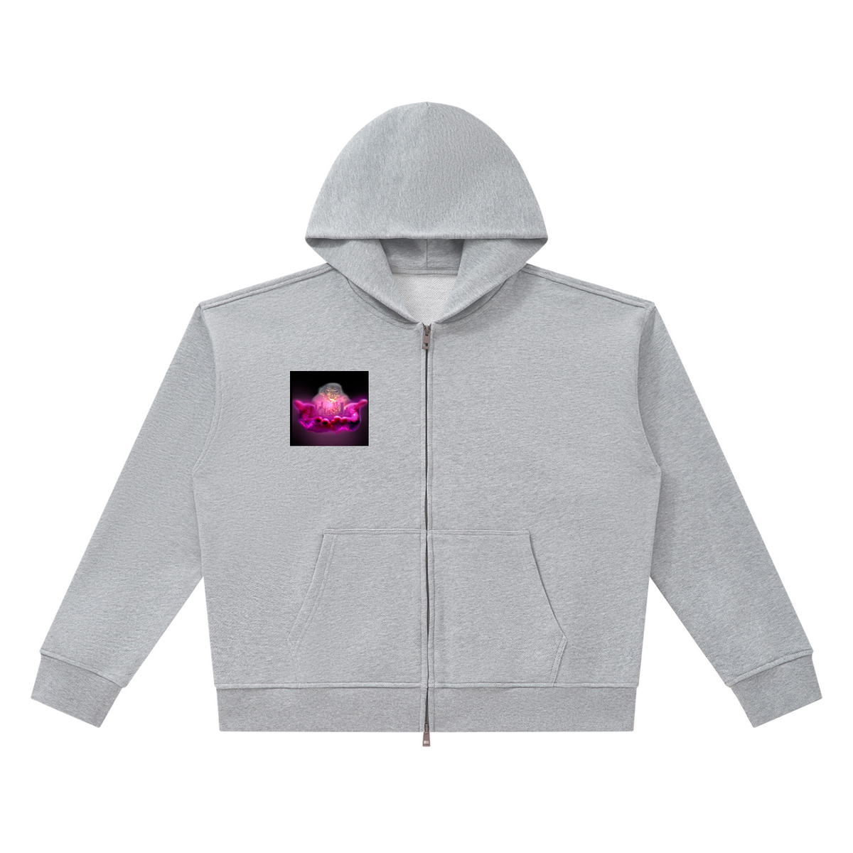 Unisex Heavyweight Full Zip Boxy Hoodie (pink cows)