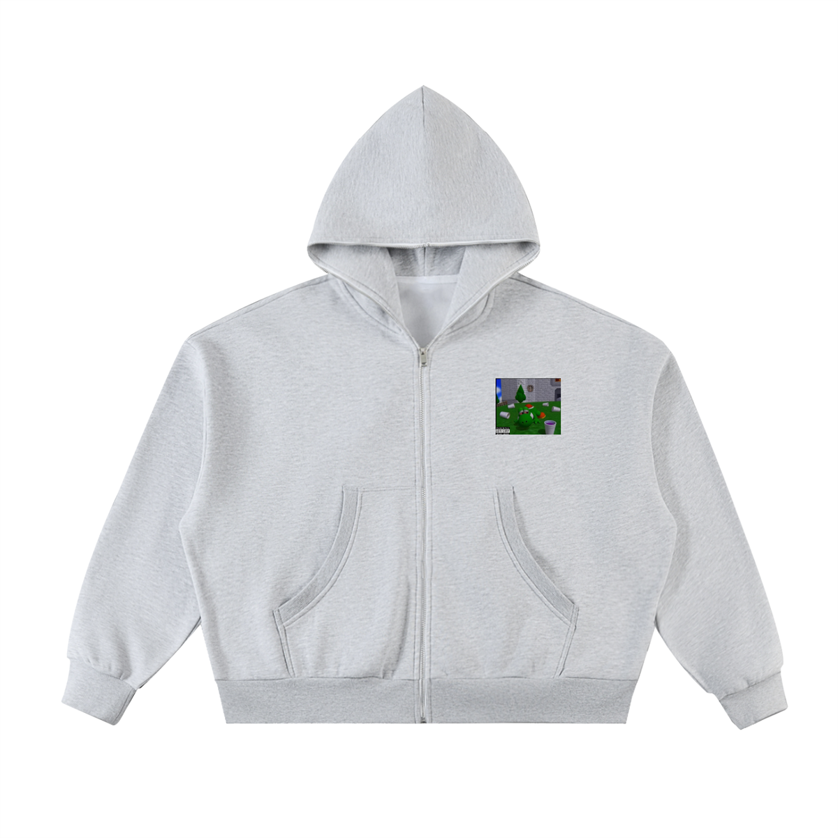 Fleeced Full-Zip Boxy Hoodie