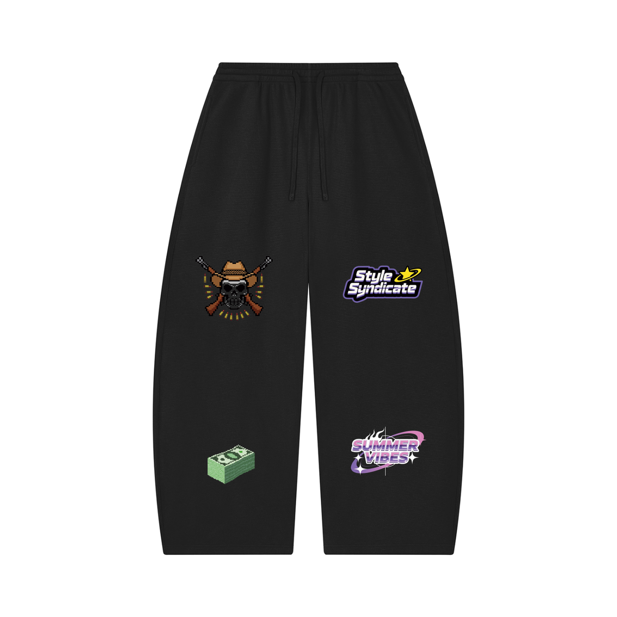 Unisex Waffle Barrel Leg Pants