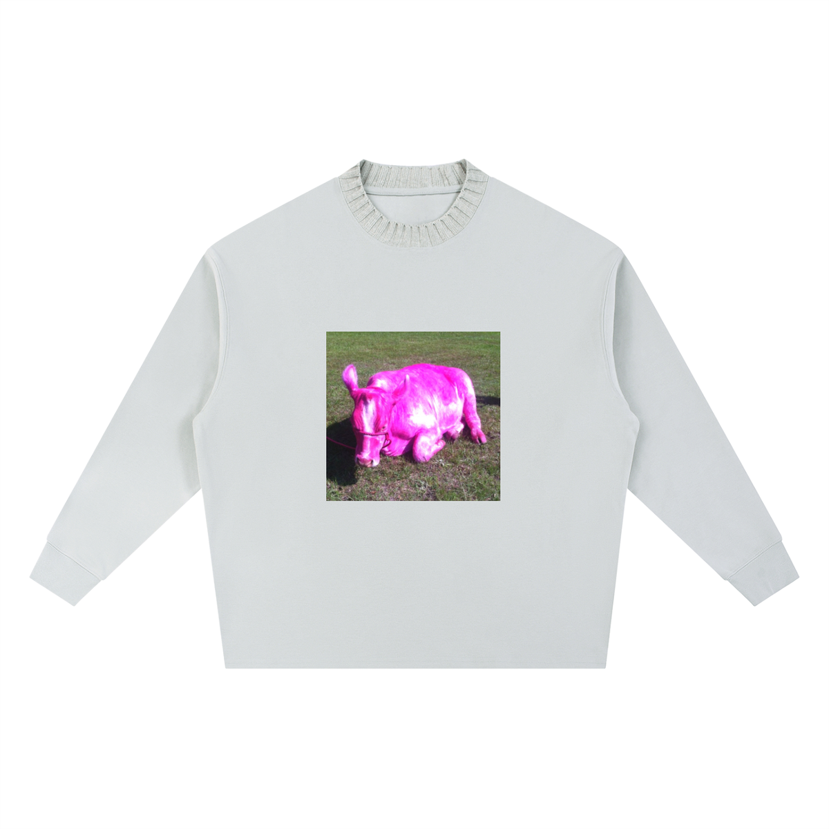 Knitted Round Neck Oversize Sweatshirt (Pink Shirt)