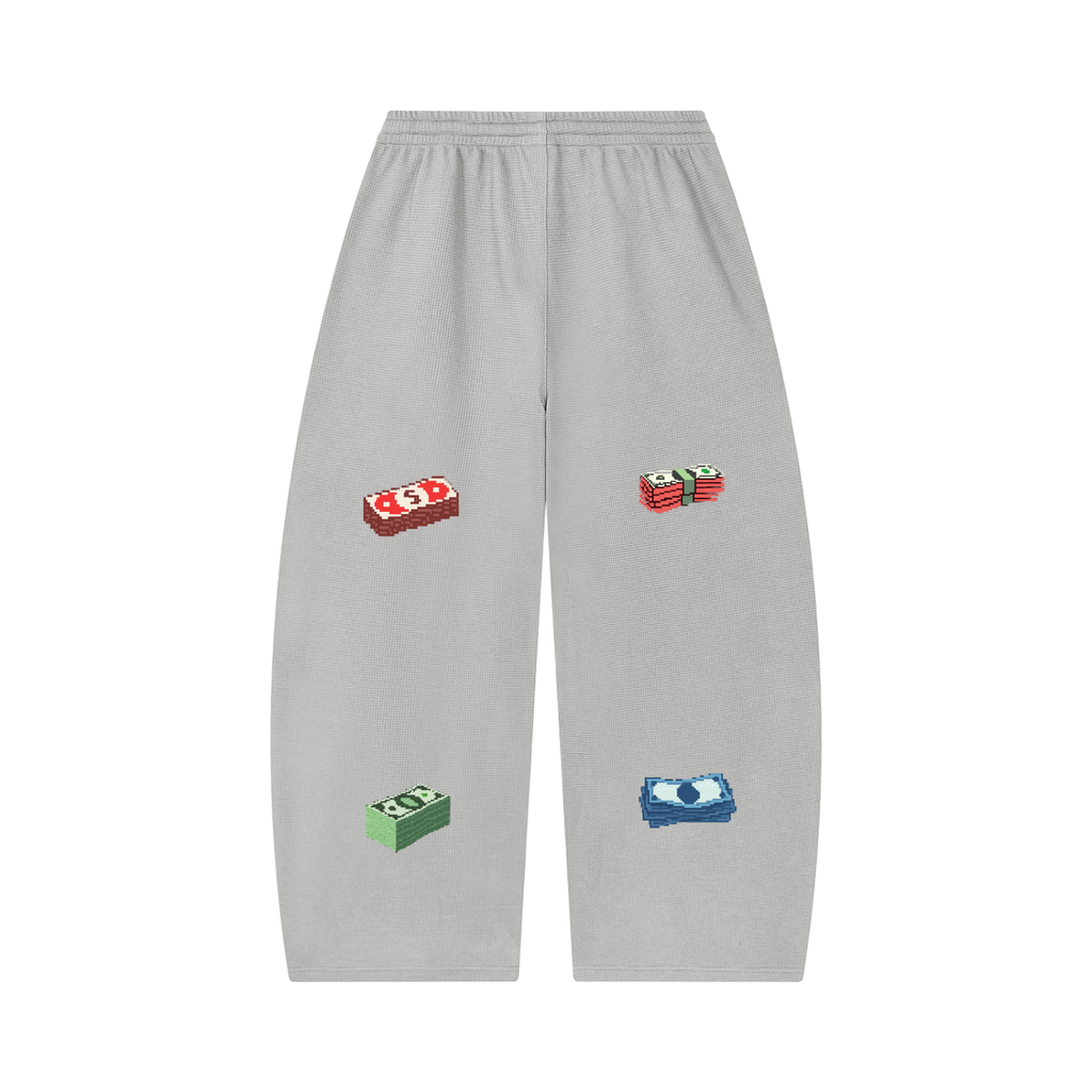 Unisex Waffle Barrel Leg Pants (Money walk)
