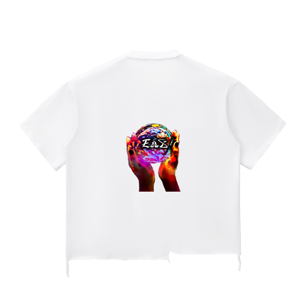 Snow Wash Raw-Hem Boxy T-shirt (Pink cow)