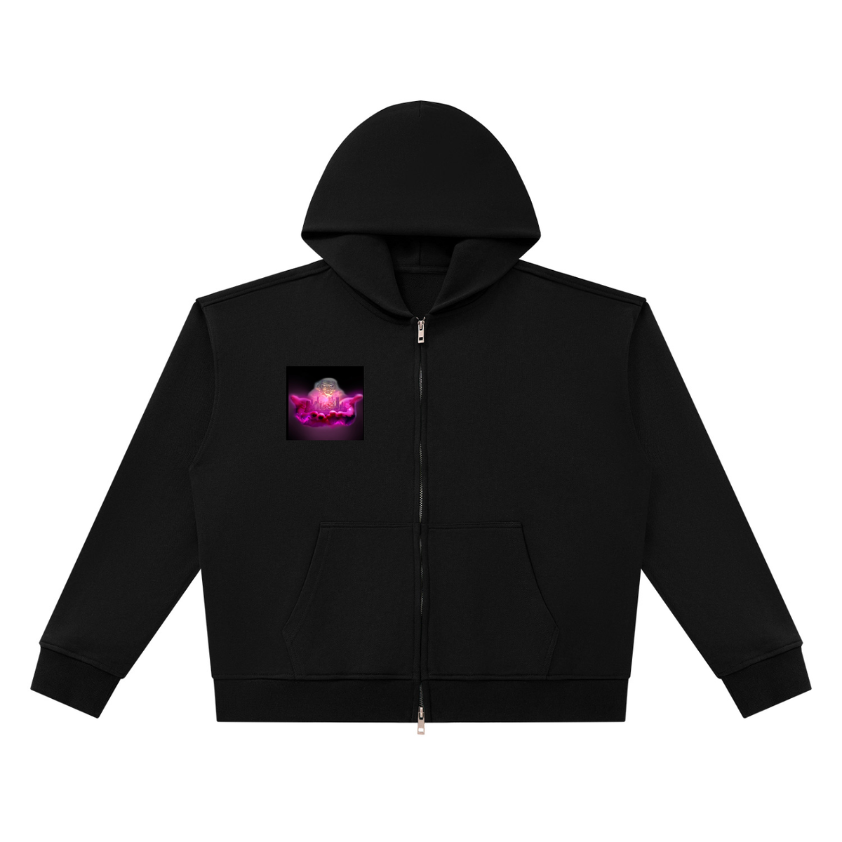 Unisex Heavyweight Full Zip Boxy Hoodie (pink cows)