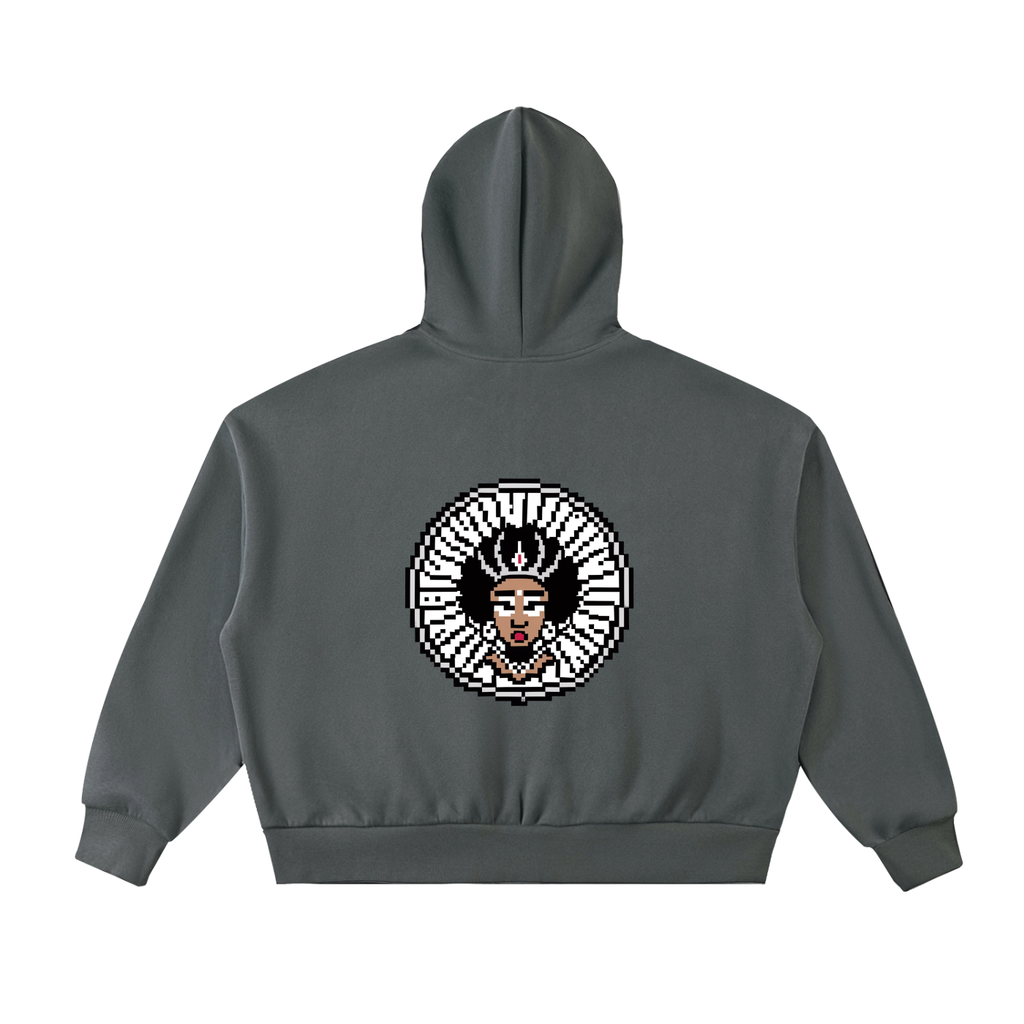 Fleeced Full-Zip Boxy Hoodie (Haitian goddess)