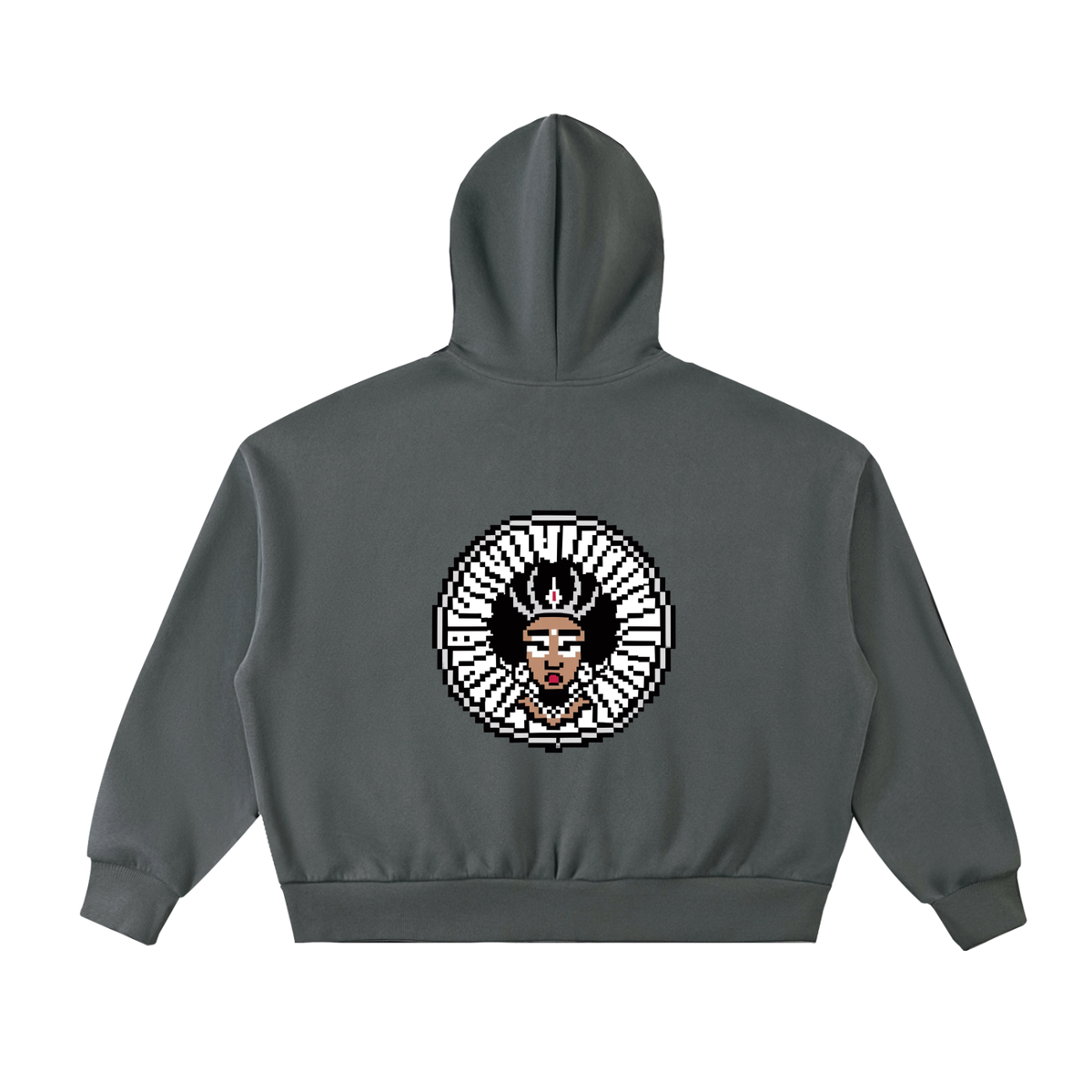 Fleeced Full-Zip Boxy Hoodie (Haitian goddess)
