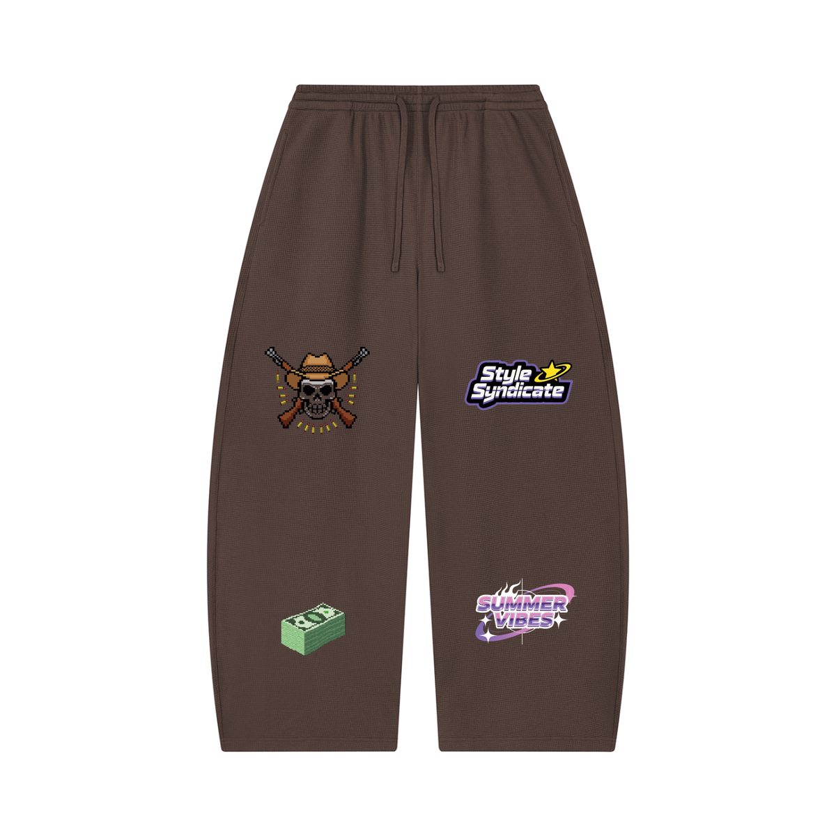 Unisex Waffle Barrel Leg Pants