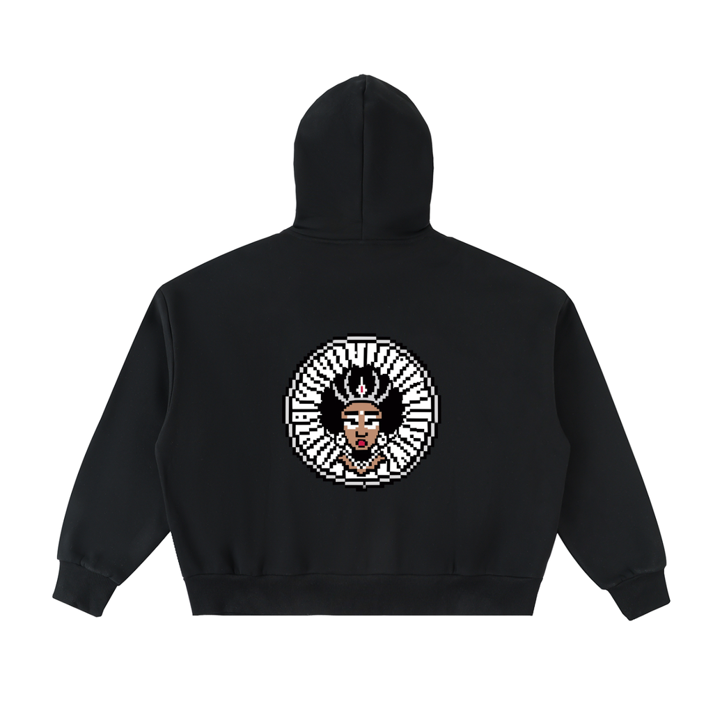 Fleeced Full-Zip Boxy Hoodie (Haitian goddess)