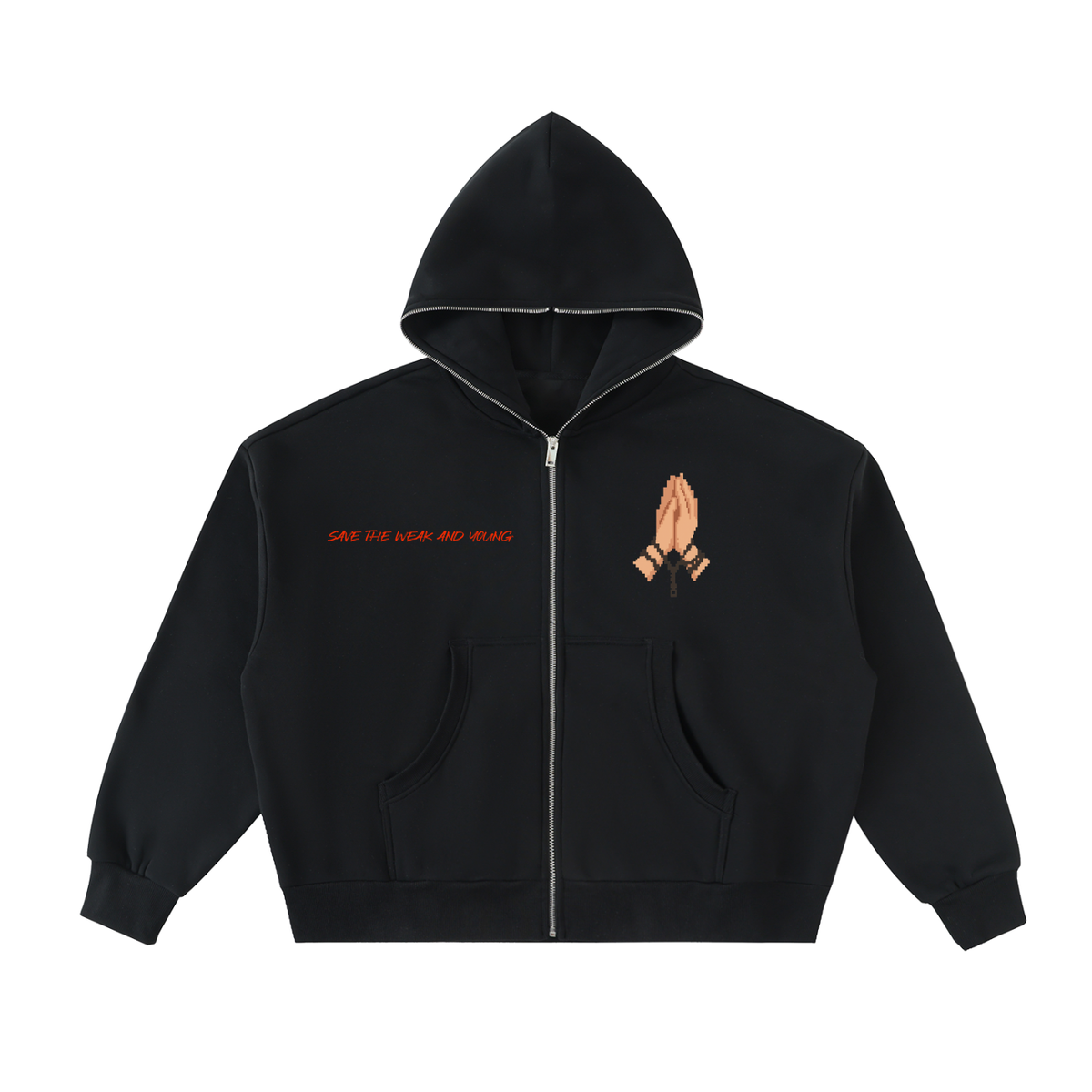 Fleeced Full-Zip Boxy Hoodie (save the kids)