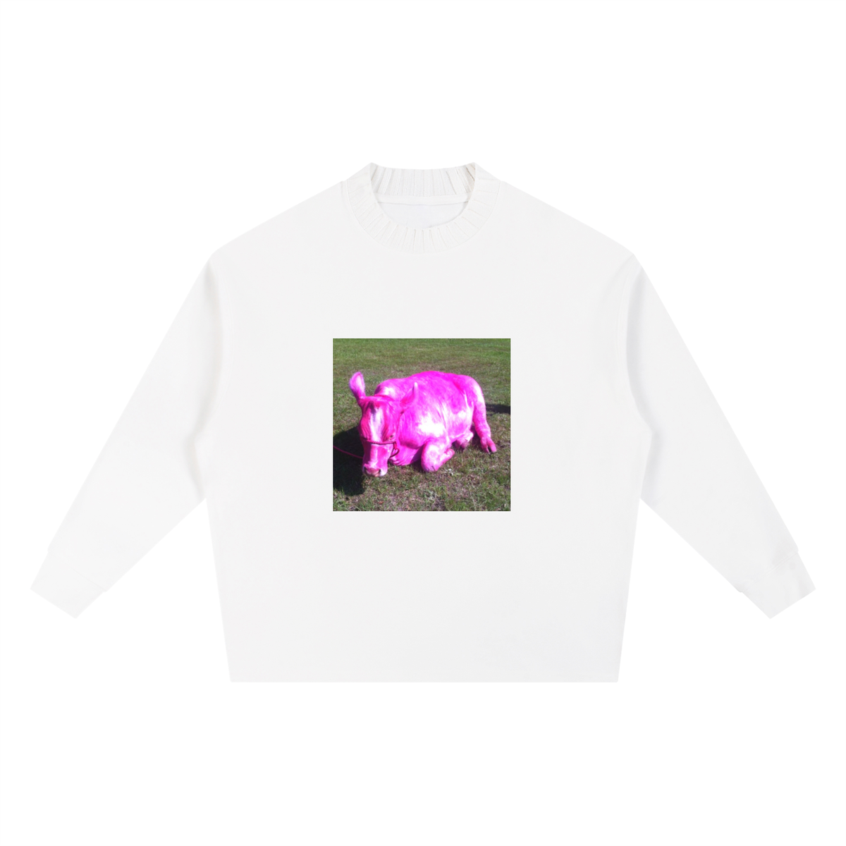 Knitted Round Neck Oversize Sweatshirt (Pink Shirt)