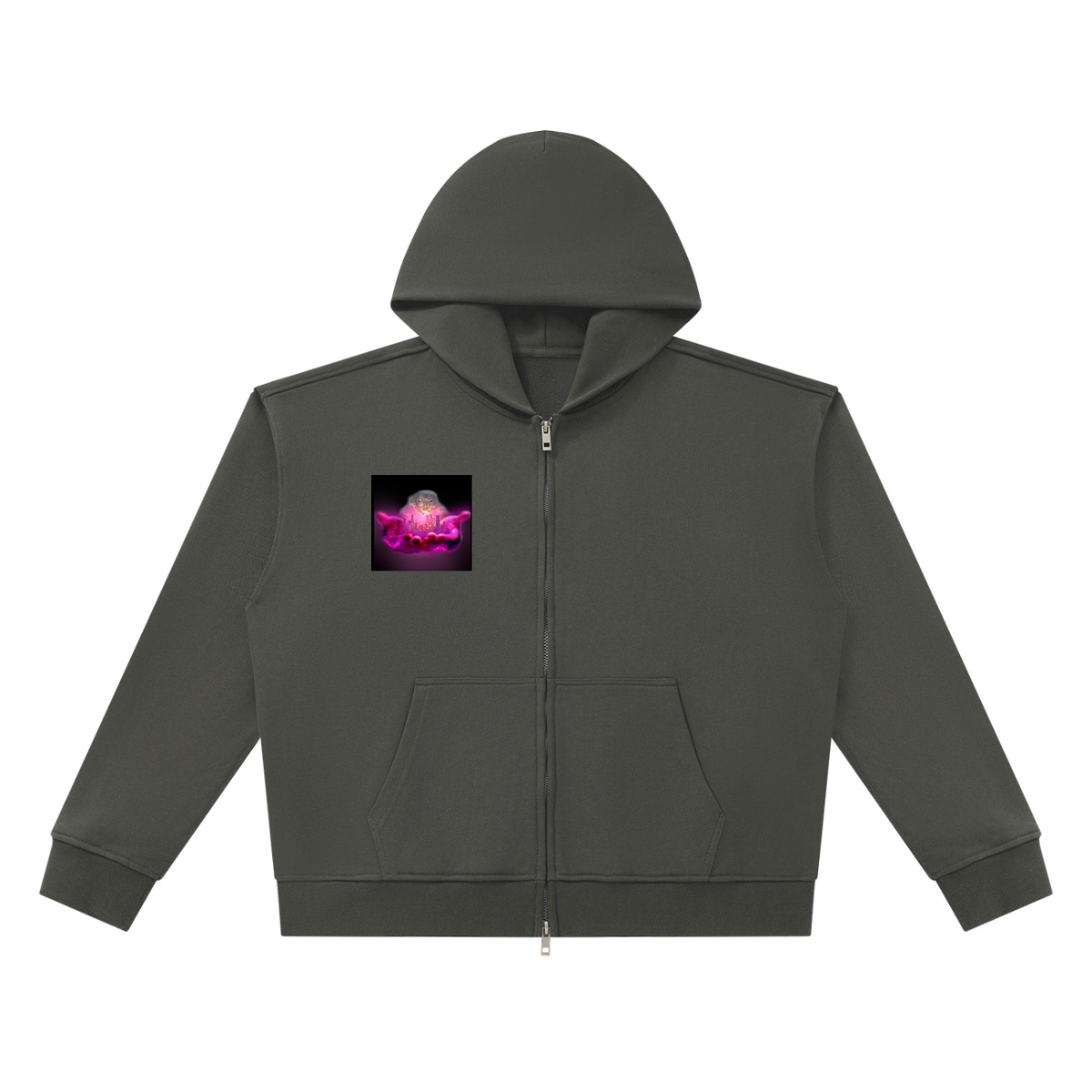 Unisex Heavyweight Full Zip Boxy Hoodie (pink cows)