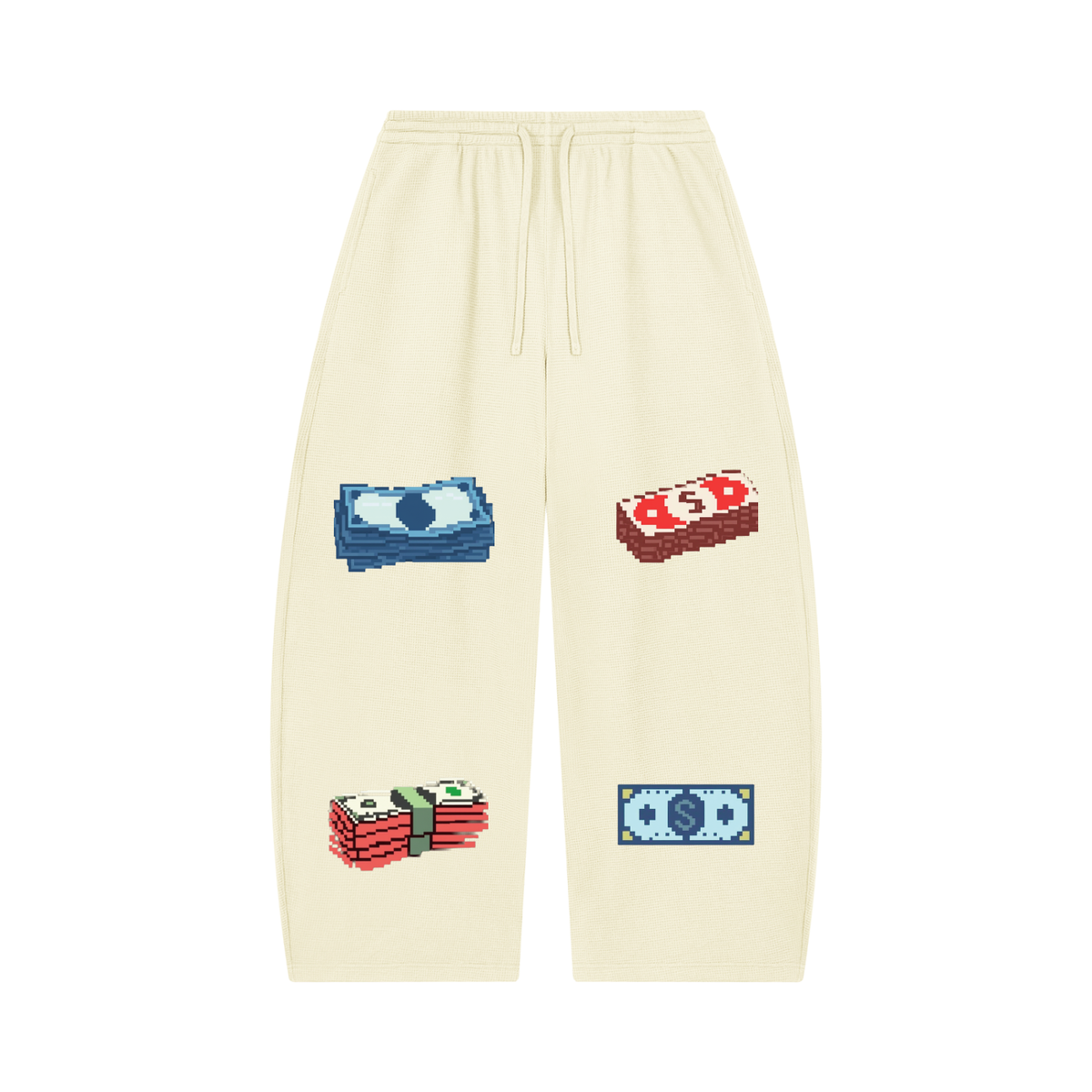 Unisex Waffle Barrel Leg Pants (Money walk)