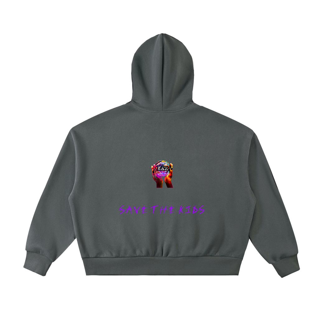 Fleeced Full-Zip Boxy Hoodie (save the kids)