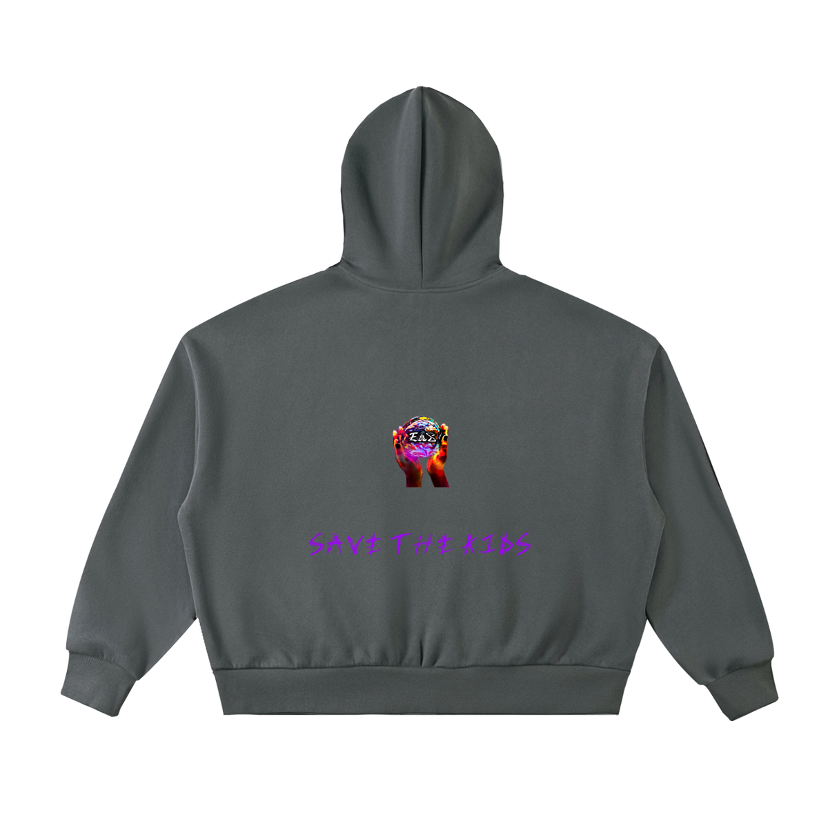 Fleeced Full-Zip Boxy Hoodie (save the kids)