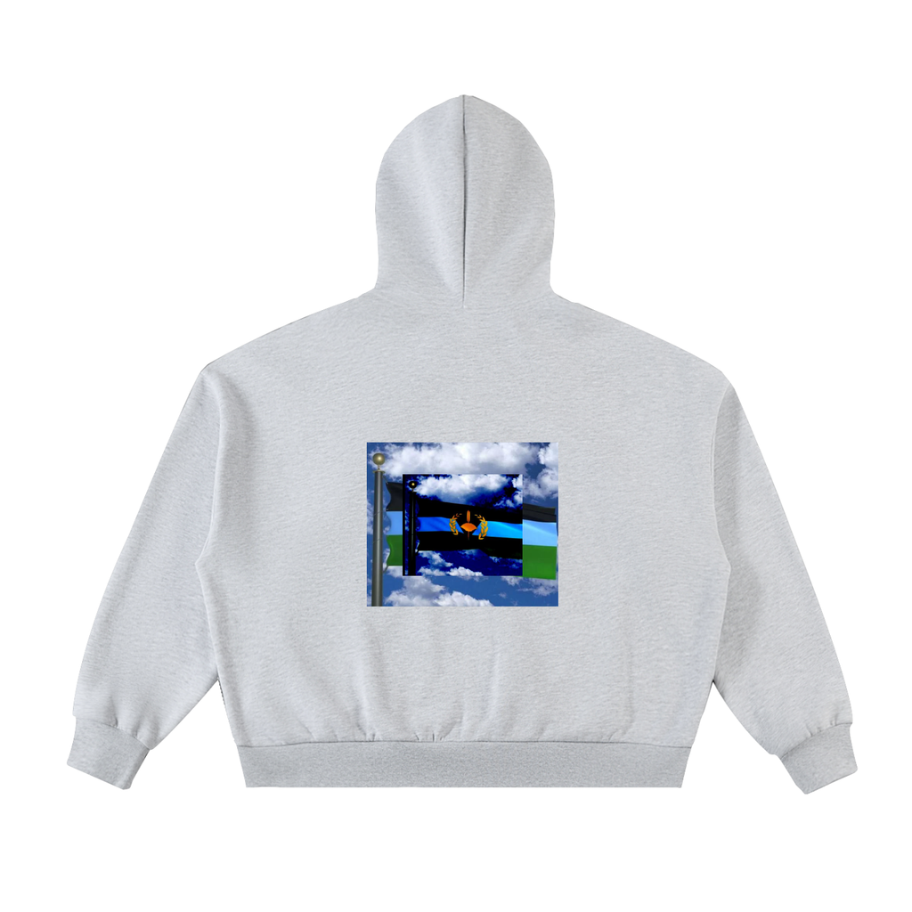 Fleeced Full-Zip Boxy Hoodie (Geechee flag)