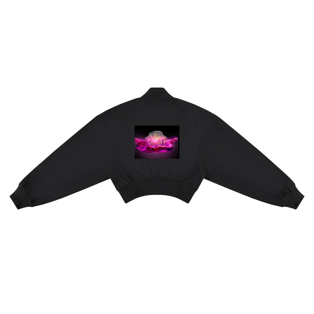 Women's Crop Mock Neck Sweatshirt (Pink cow)