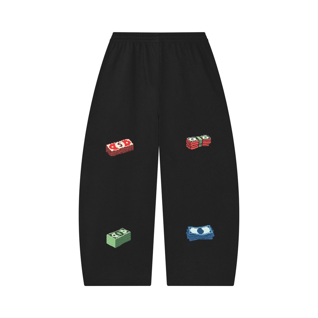 Unisex Waffle Barrel Leg Pants (Money walk)