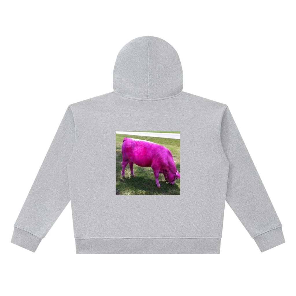 Unisex Heavyweight Full Zip Boxy Hoodie (pink cows)
