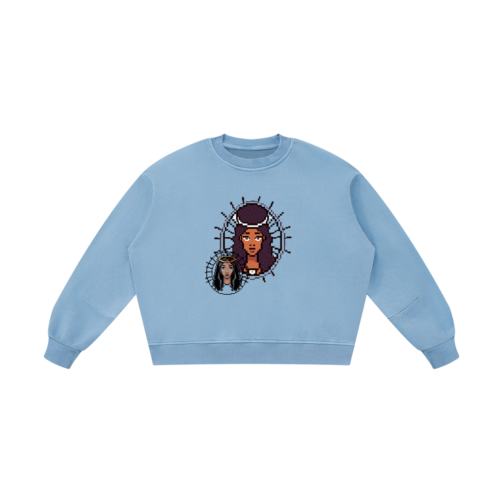 Unisex Boxy Vintage Washed Sweatshirt (Haitian goddess)