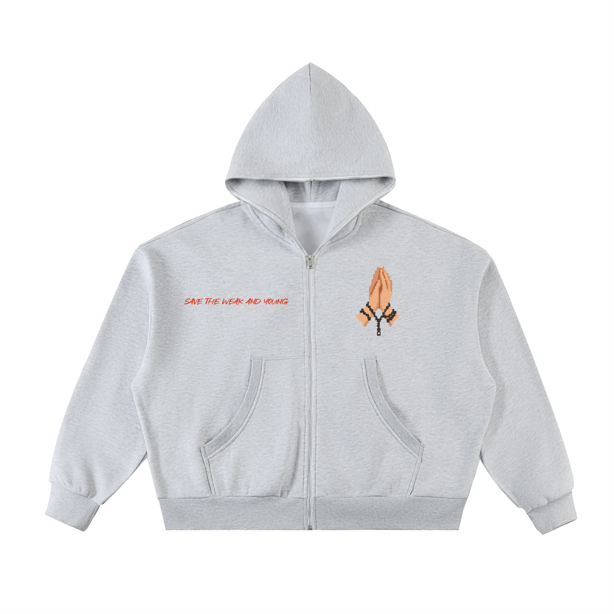 Fleeced Full-Zip Boxy Hoodie (save the kids)
