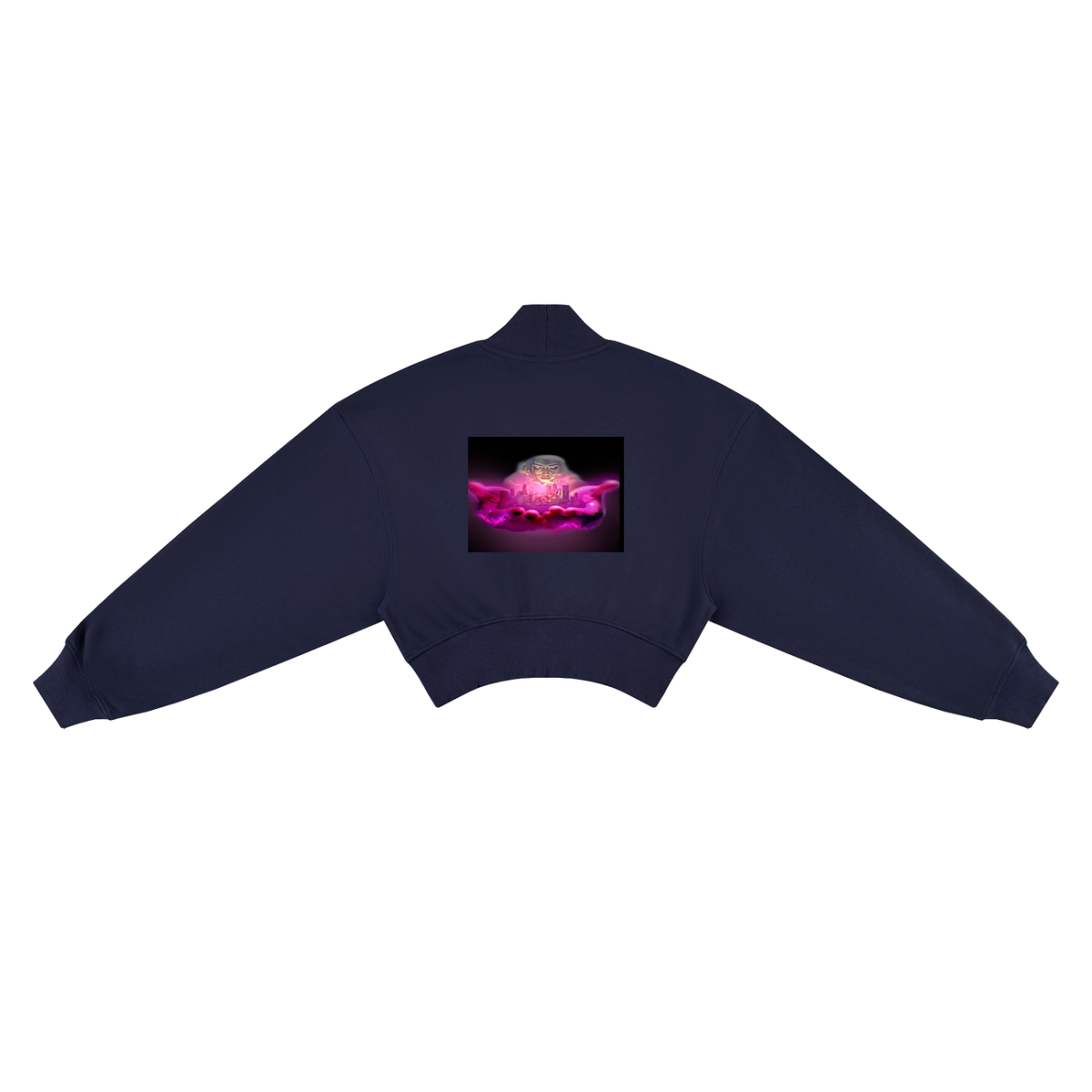 Women's Crop Mock Neck Sweatshirt (Pink cow)