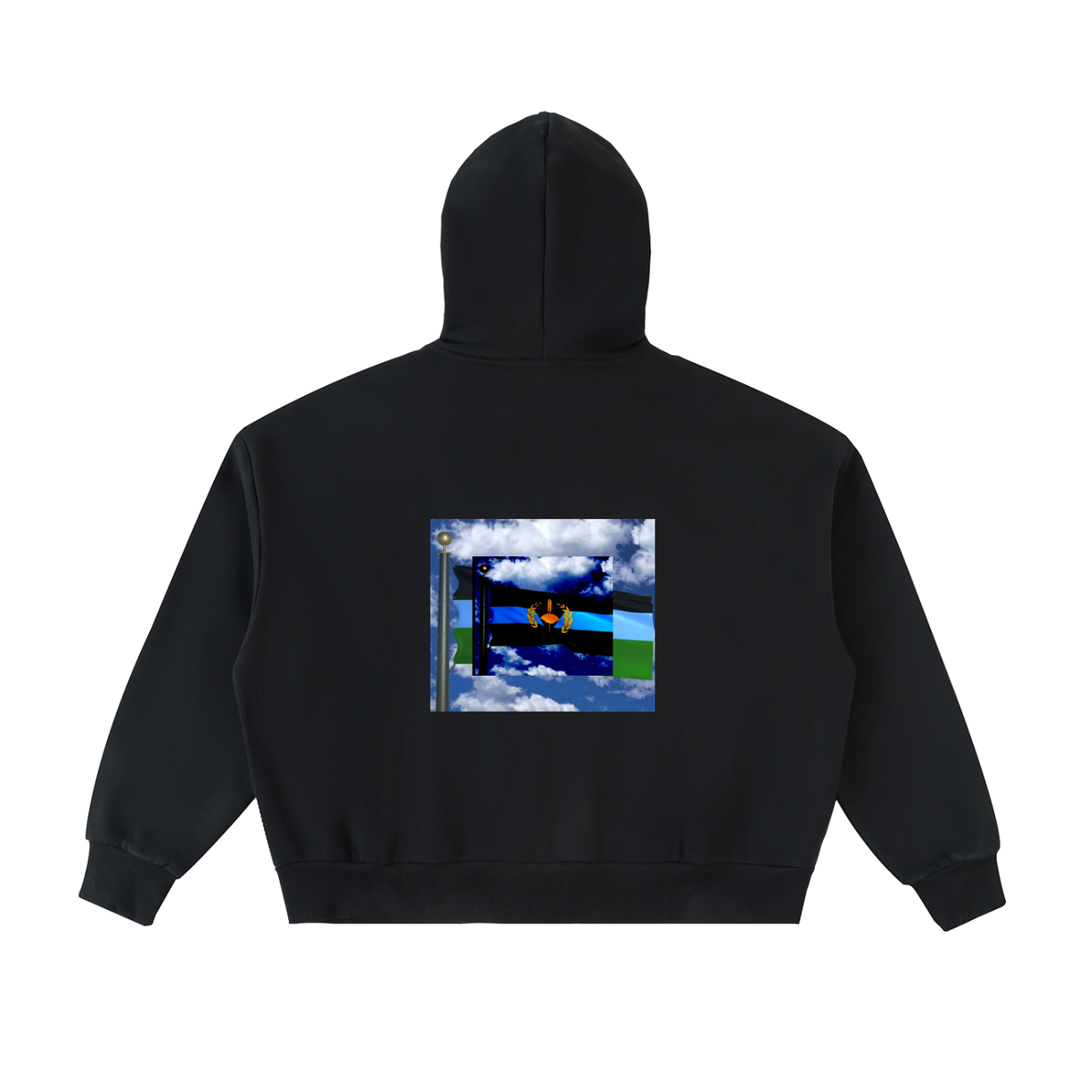 Fleeced Full-Zip Boxy Hoodie (Geechee flag)