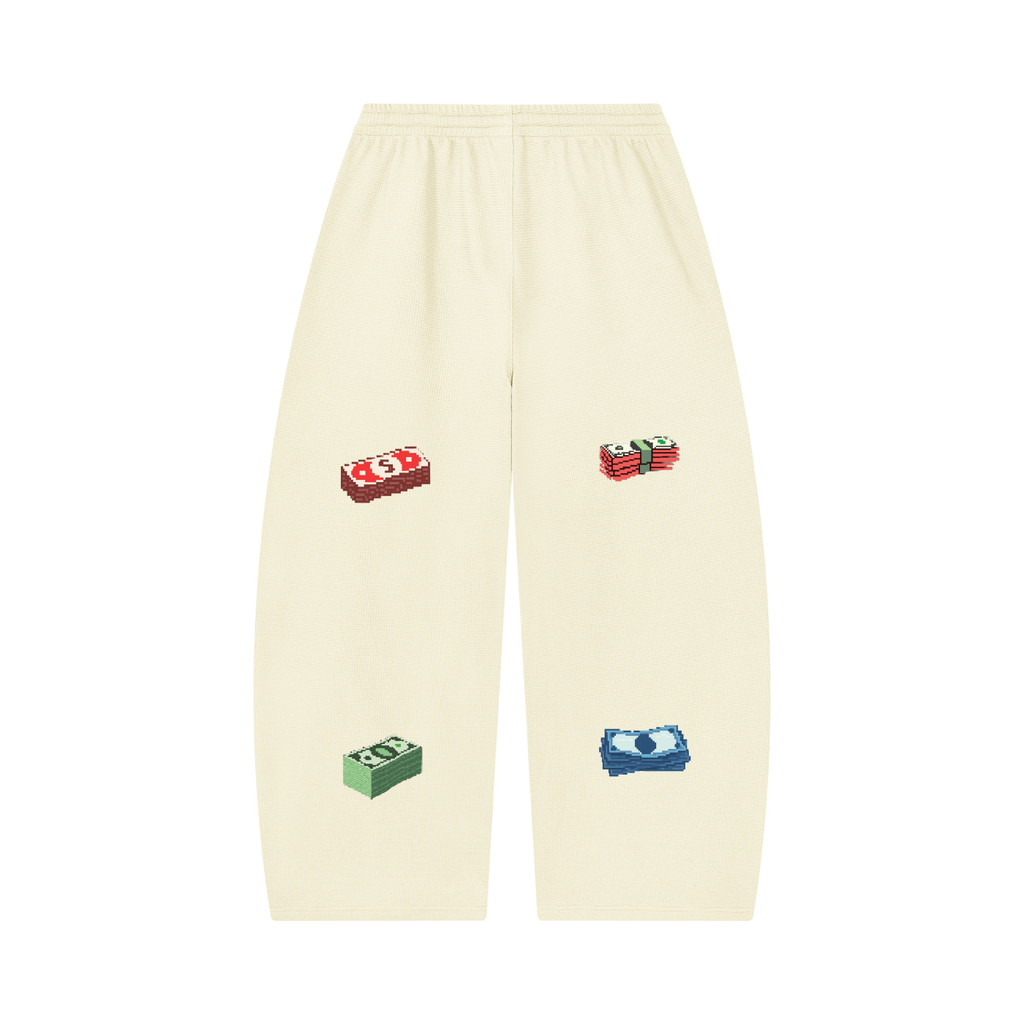 Unisex Waffle Barrel Leg Pants (Money walk)