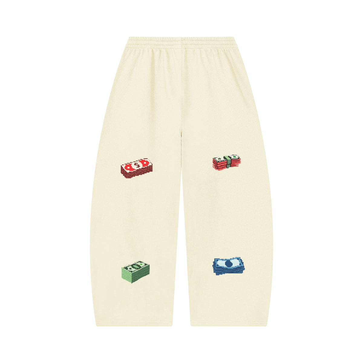 Unisex Waffle Barrel Leg Pants (Money walk)