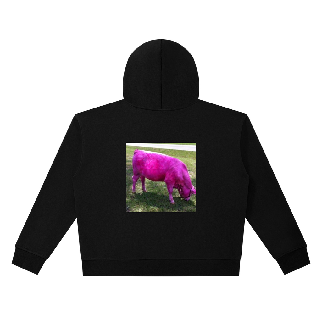 Unisex Heavyweight Full Zip Boxy Hoodie (pink cows)
