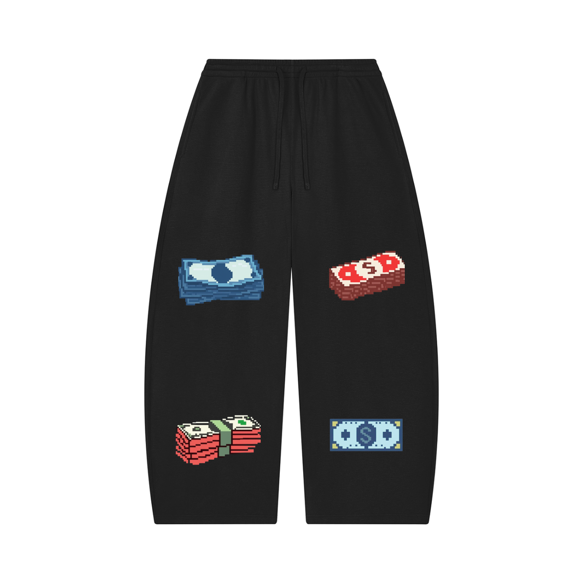 Unisex Waffle Barrel Leg Pants (Money walk)