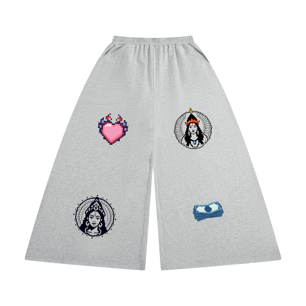 Women's Raw Edge Wide Leg Sweatpants (Eis heart of goddess)