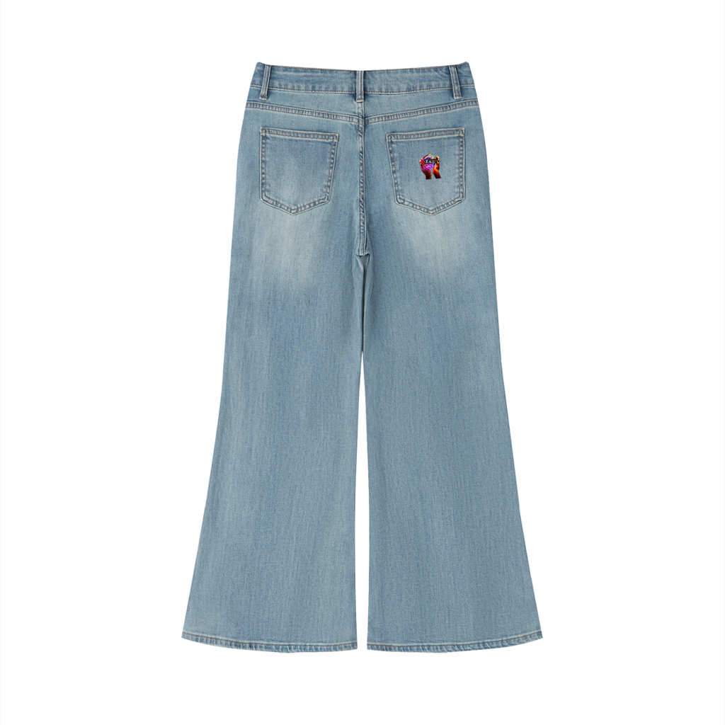 Women's Vintage Wash Flared Leg Jeans (Eis)
