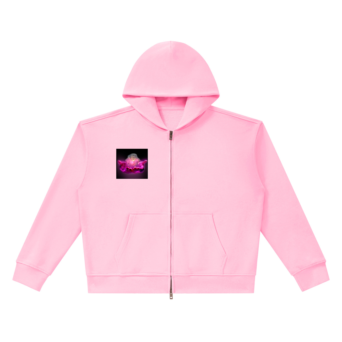 Unisex Heavyweight Full Zip Boxy Hoodie (pink cows)