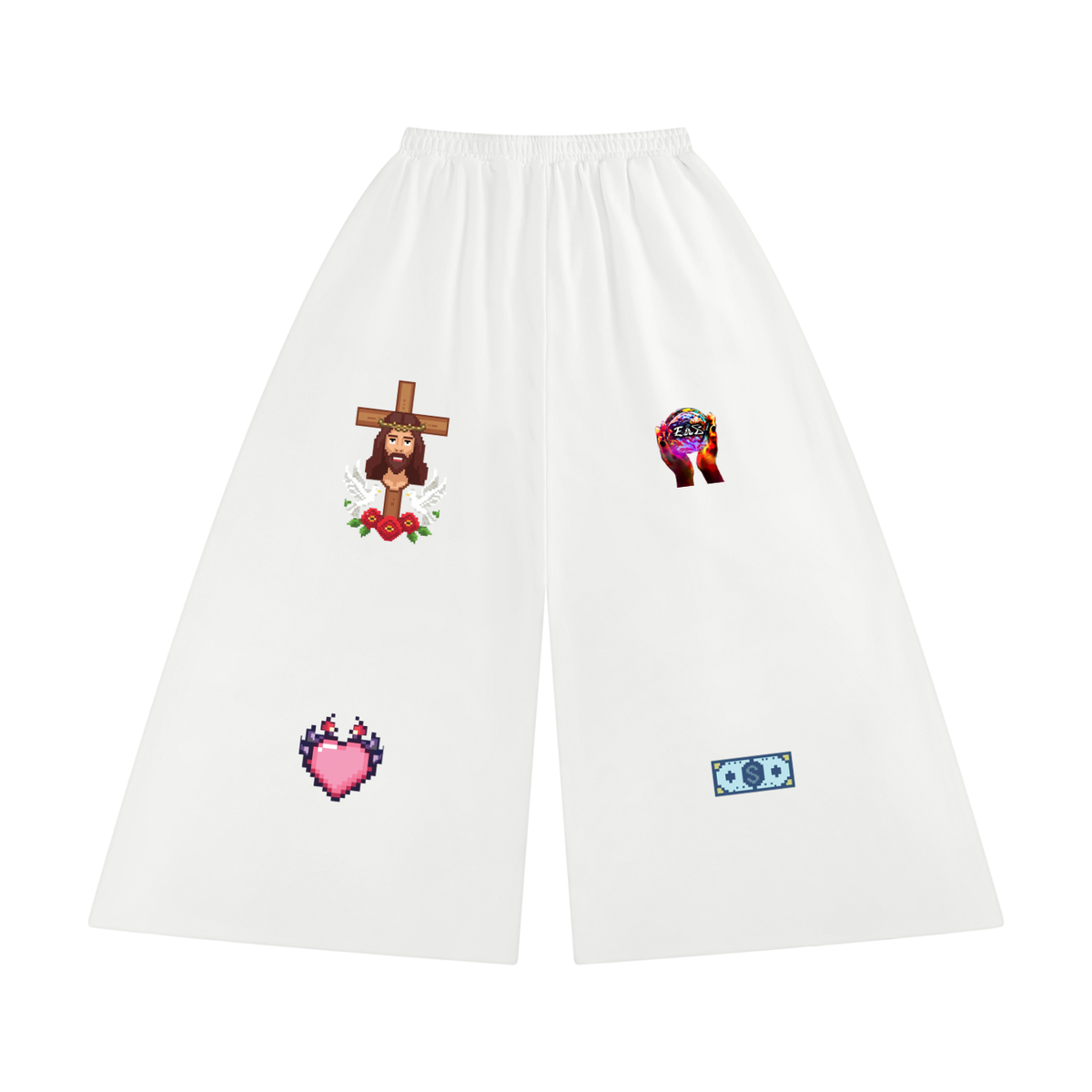 Women's Raw Edge Wide Leg Sweatpants (Eis heart of goddess)