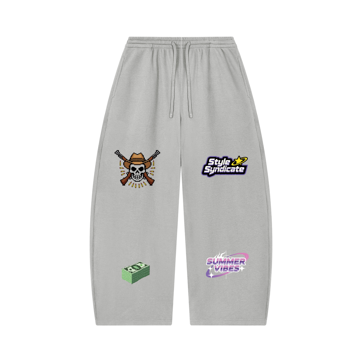 Unisex Waffle Barrel Leg Pants