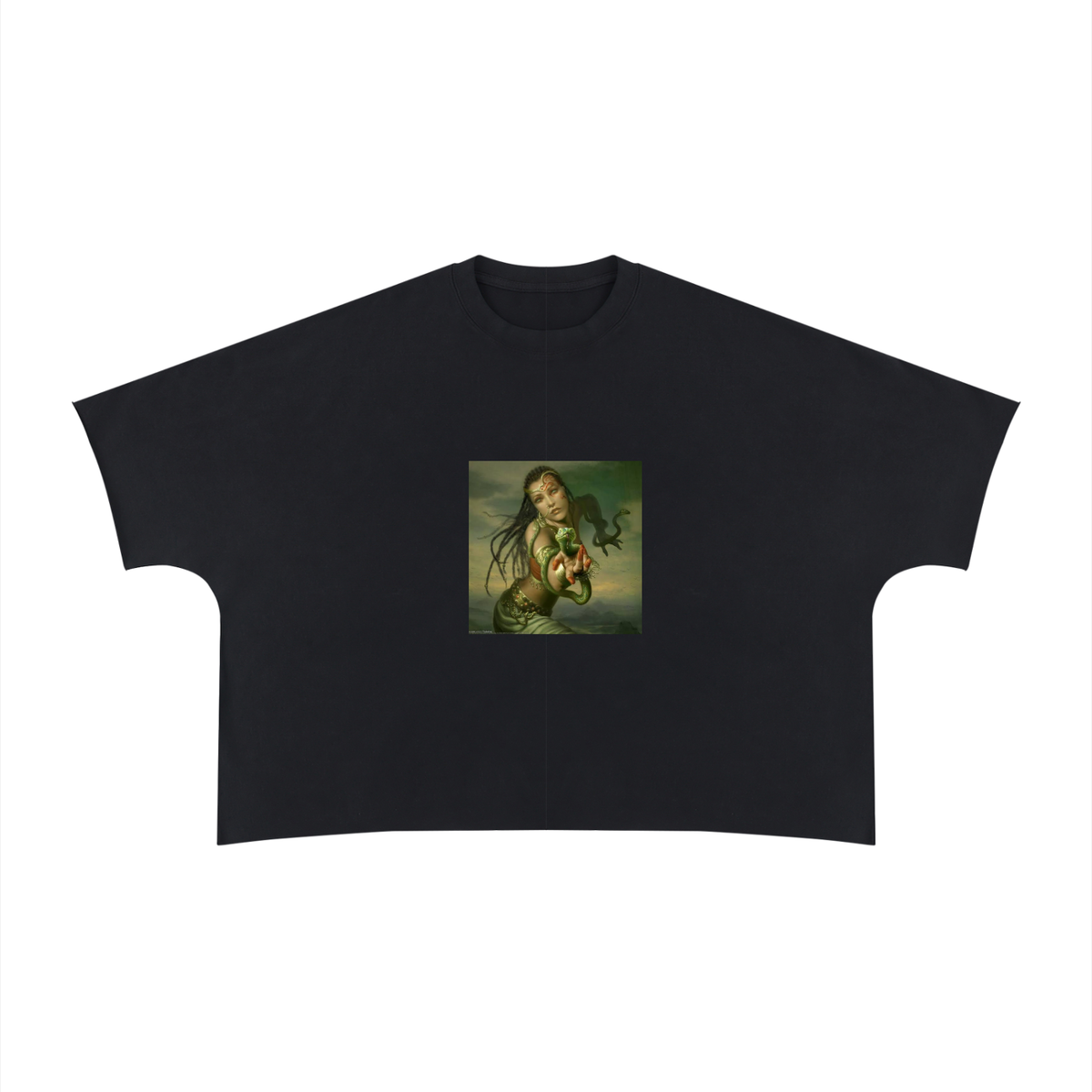Unisex Heavyweight Boxy Raw Edge T-Shirt (Snake women)