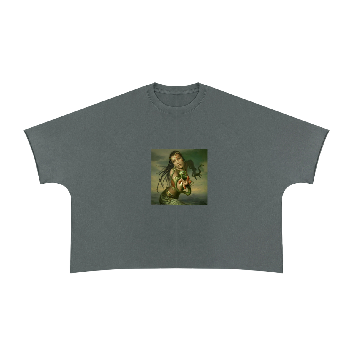 Unisex Heavyweight Boxy Raw Edge T-Shirt (Snake women)