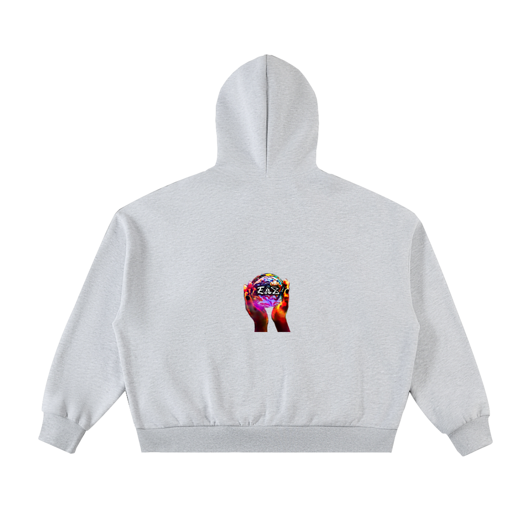 Fleeced Full-Zip Boxy Hoodie