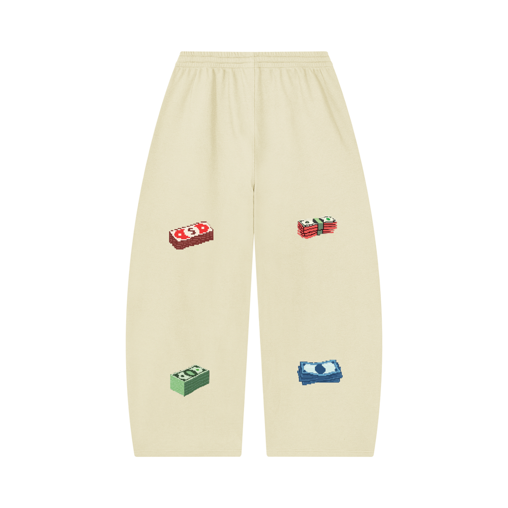 Unisex Waffle Barrel Leg Pants (Money walk)