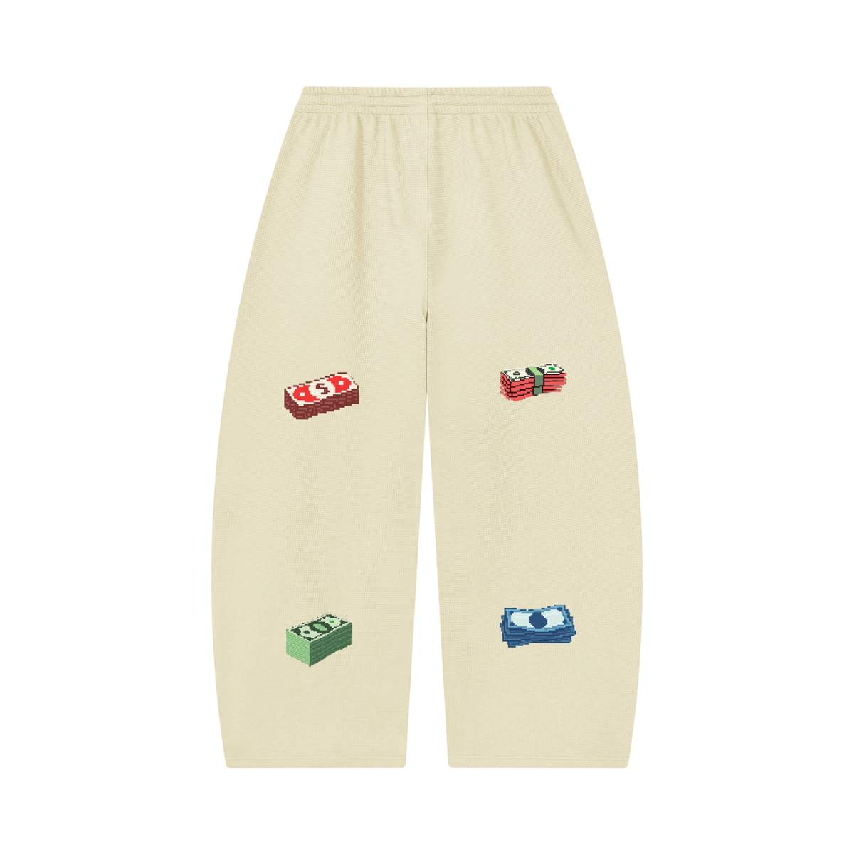 Unisex Waffle Barrel Leg Pants (Money walk)