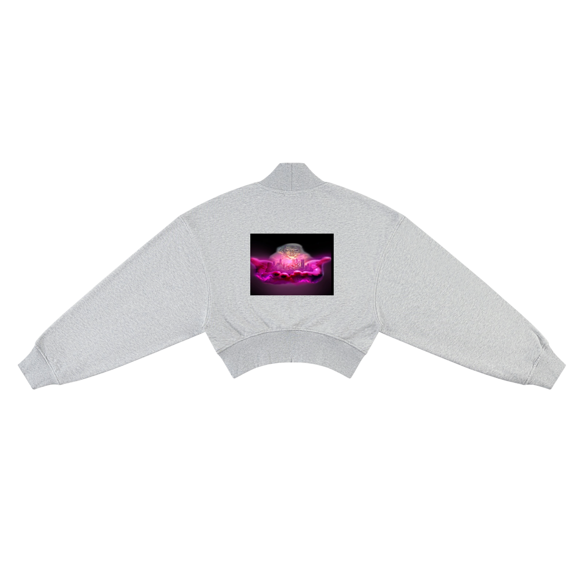 Women's Crop Mock Neck Sweatshirt (Pink cow)