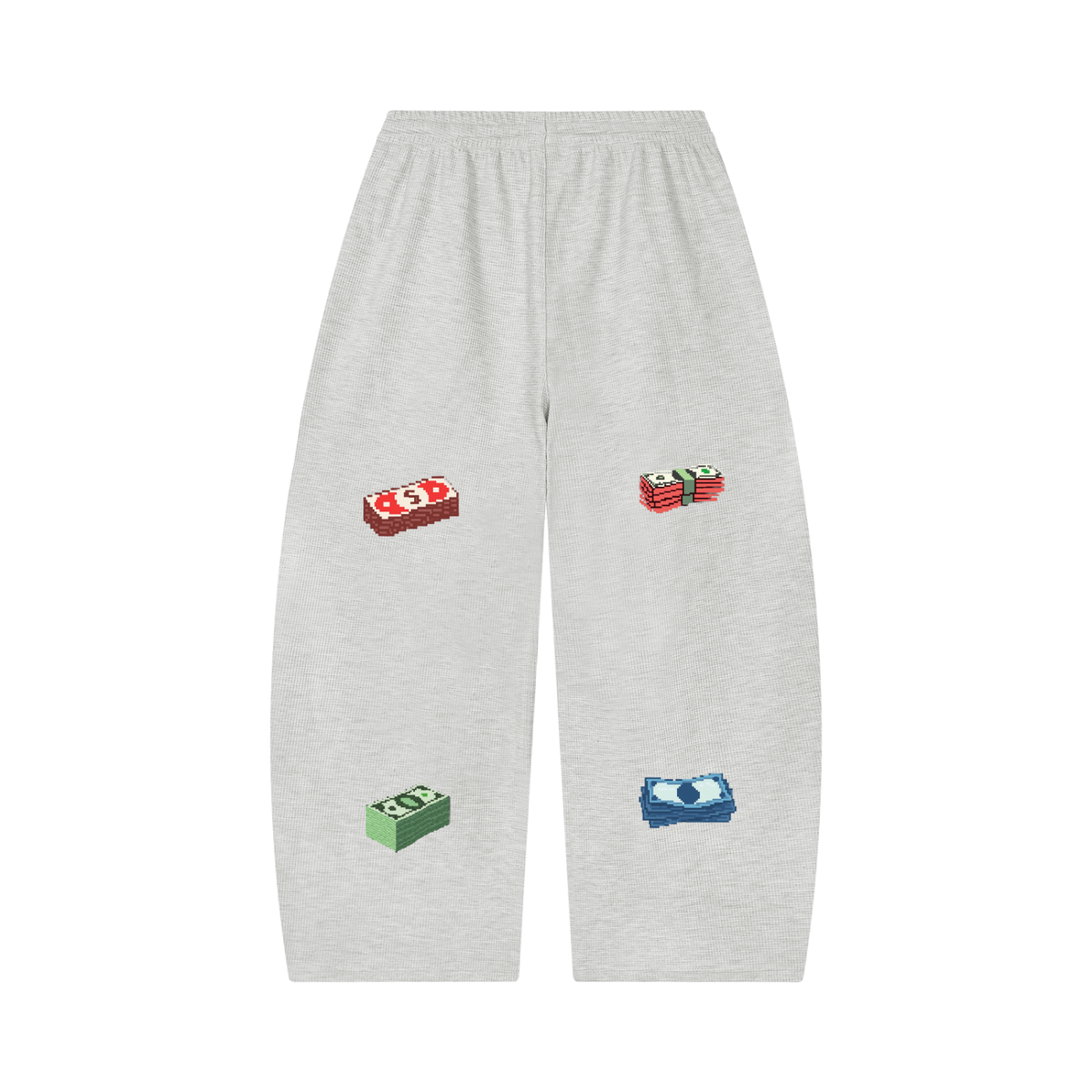 Unisex Waffle Barrel Leg Pants (Money walk)