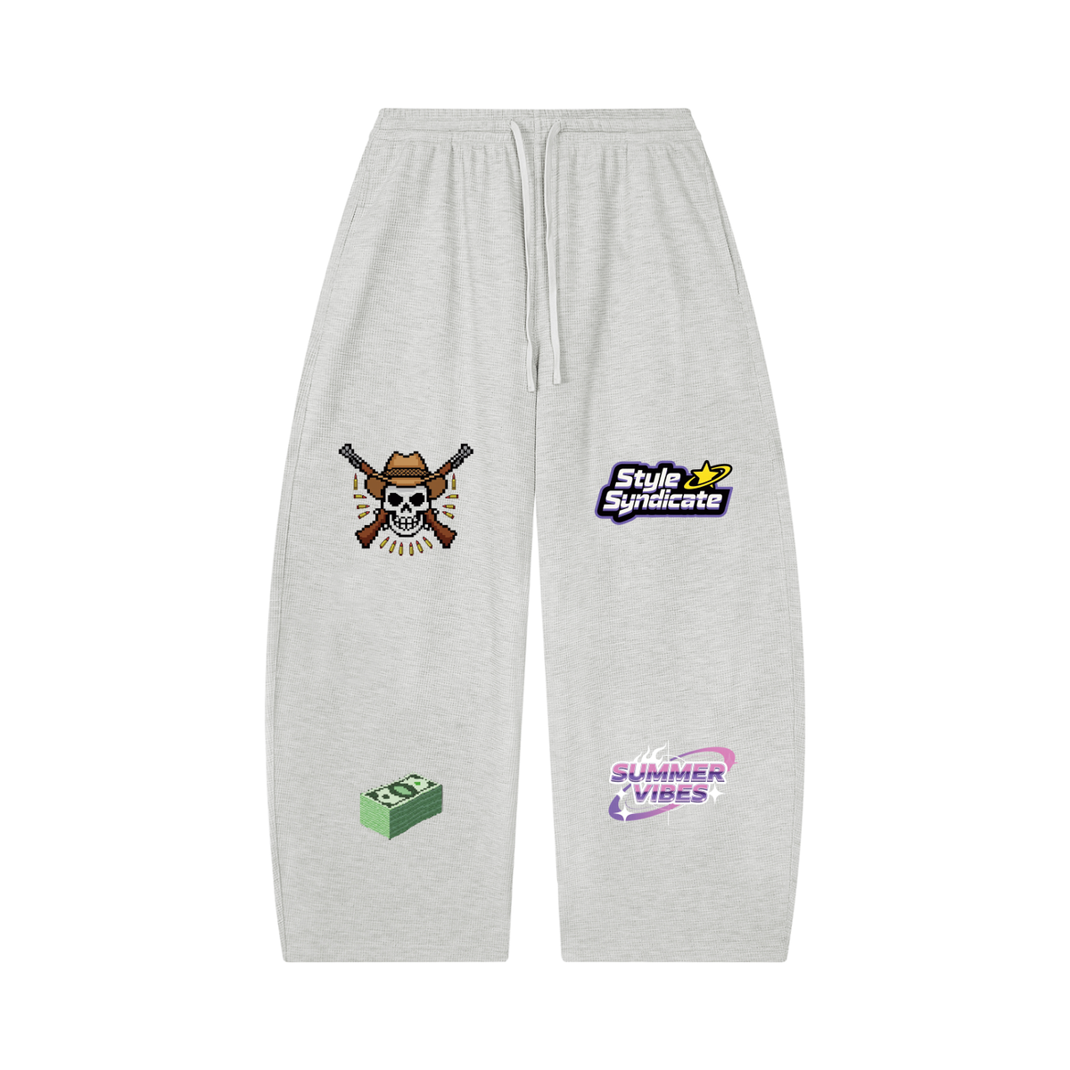 Unisex Waffle Barrel Leg Pants