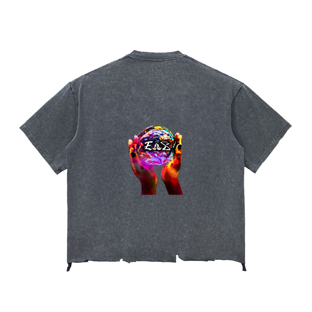 Snow Wash Raw-Hem Boxy T-shirt (Pink cow)