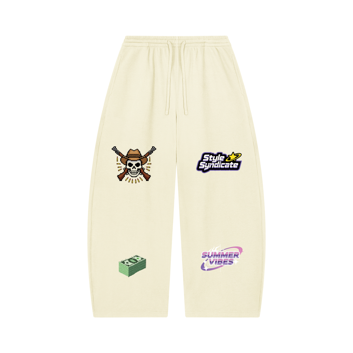 Unisex Waffle Barrel Leg Pants