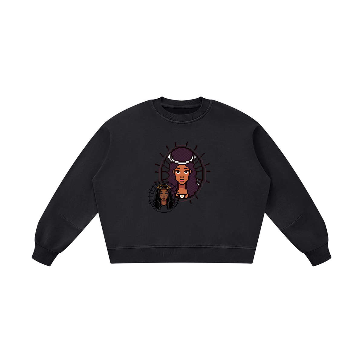 Unisex Boxy Vintage Washed Sweatshirt (Haitian goddess)
